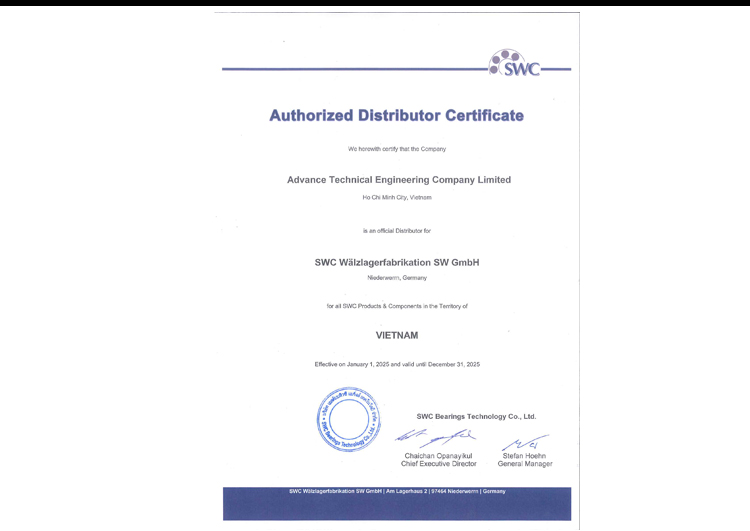 Đại lý vòng bi chịu nhiệt SWC Germany